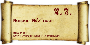 Mumper Nándor névjegykártya